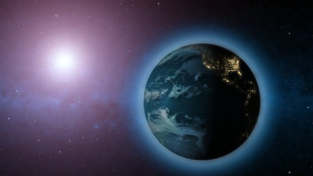 Rotating Earth and sun animated background