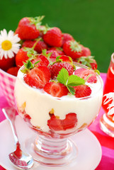 strawberry dessert with cream