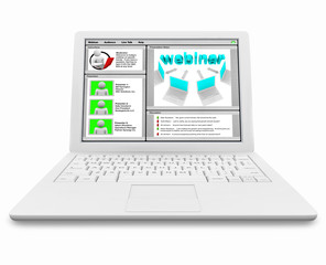 Webinar Screen on White Laptop Computer