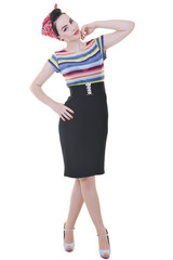 beautiful young woman isolated on white