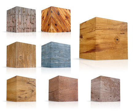 Cubos con diferentes tipos de madera
