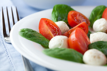 Salad with spinach and mozzarella