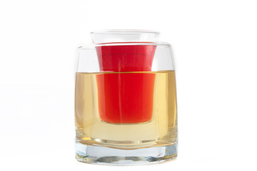 Glass in the glass with a drink