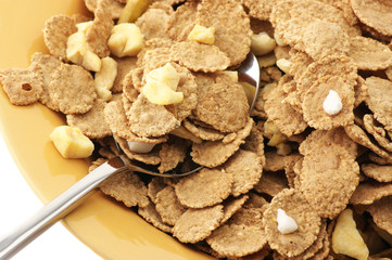 Muesli in plate close-up