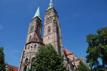 Fototapeta na wymiar Sebalduskirche Nürnberg St.Sebald Kirche Evangelisch Bayern