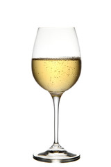 White wine in glass. Isolated on white background