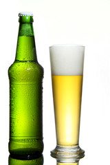 glass and bottle of beer