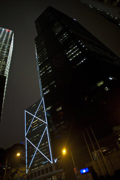 facade of skyscrapers  by night