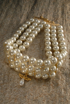 pearls on the shiny stone