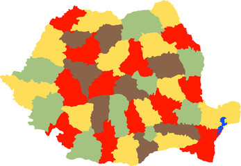 vector illustration of romanian counties