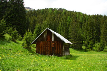 Wood barn in Fassa valley
