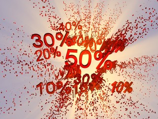 Prozente Explosion rot