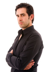 young casual man portrait, isolated on white
