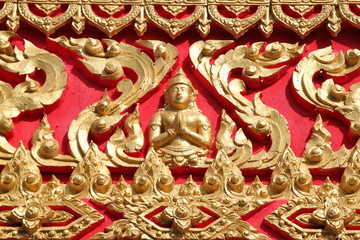 art on gable of Wat Kam Pak Kood, Wapipatum, Mahasarakam