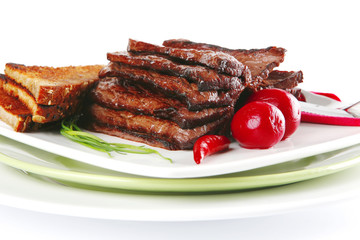 cutted meat with bread