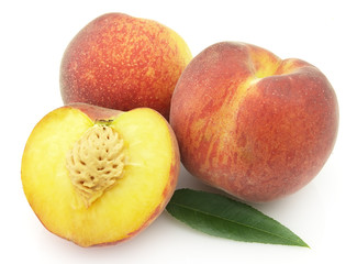 Peach with leaves