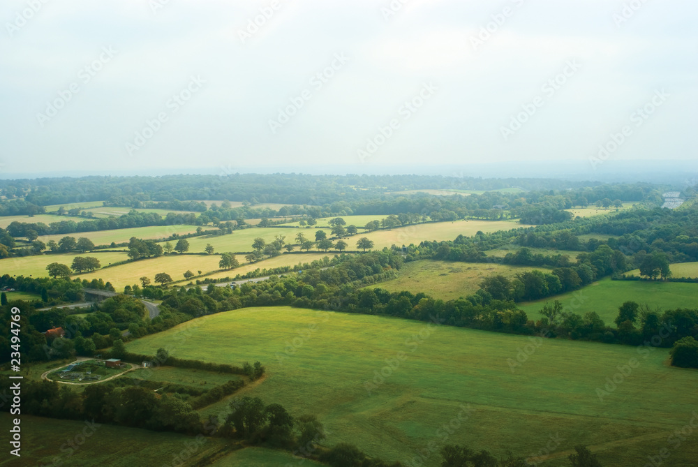 Wall mural birdseye view of english countryside