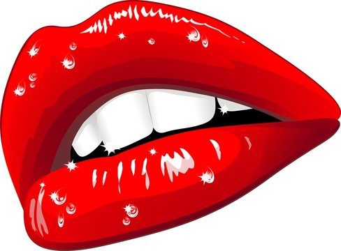 Labbra Sensuali con gocce d'acqua-Wet Sensual Lips-Vector