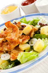 Roasted chicken with vegetable salad