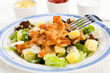 Roasted chicken with vegetable salad