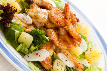 Roasted chicken with vegetable salad