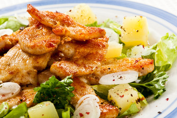 Roasted chicken with vegetable salad