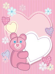 Background for congratulating on a bear and heart