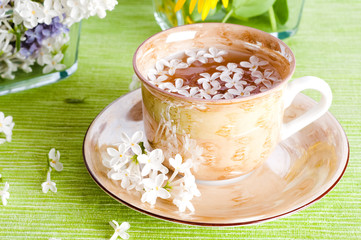 cup of tea and spring branch