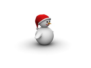 snowman with Santa Claus hat isolated on white background