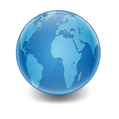 Esfera brillante con mapa del mundo