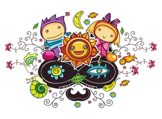 Abstract funny kids composition