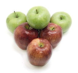 group of apples isolated on white.
