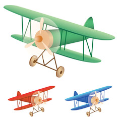 Vector illustration set of old biplane