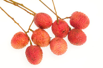 Bunch Of Lychee On White Background