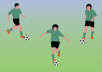 three soccer players