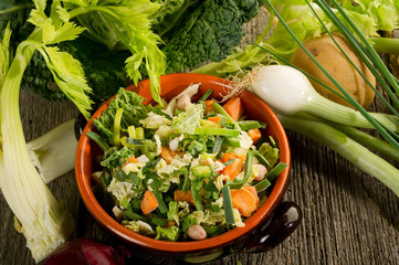 slice vegetables for soup-  preparato per minestrone