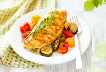 chicken breasts  and vegetables