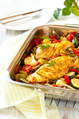 chicken breasts  and vegetables