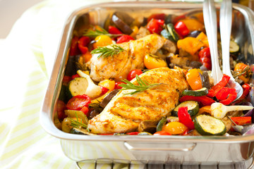 chicken breasts  and vegetables