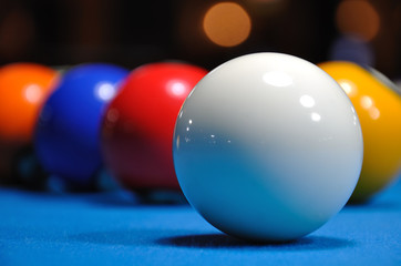 Billiards - Cue ball with other balls