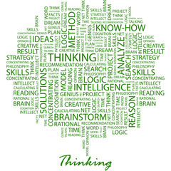 THINKING. Word cloud concept illustration.