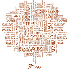 STRESS. Word cloud concept illustration.