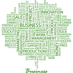 BUSINESS. Word cloud concept illustration.