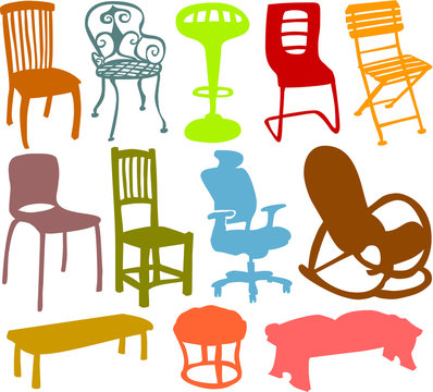 Set of a various chairs