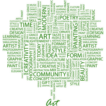 ART. Word cloud concept illustration.