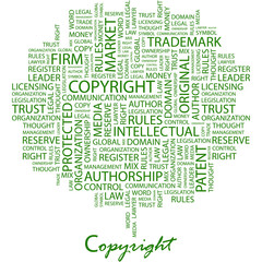 COPYRIGHT. Word cloud concept illustration.