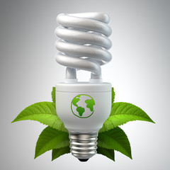 3d render of a white energy saving light bulb