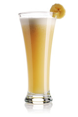 Banana smoothie isolated on white