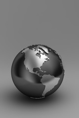 3D globe - North and South America over gray background