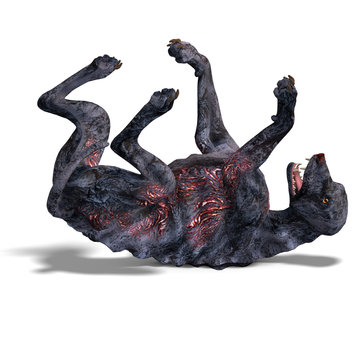 creepy alien dog out of hell. 3D rendering with clipping path an